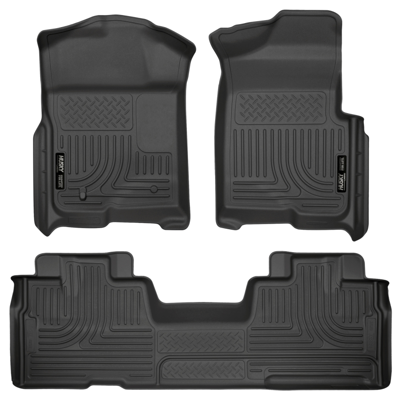 Ford F-150 Floor Liners - Front + Rear - Husky Liners - WeatherBeater Combo - Black - `09-`12